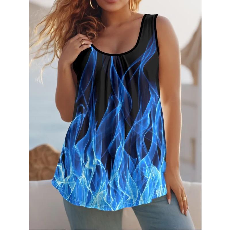 Women's Sleeveless Vest Colorful Pattern Printing Leisure Fashionable Versatile Summer Oversized Vest