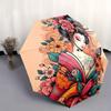 Japanese Geisha Floral Umbrella - Automatic Open/Close, Compact Folding Umbrella with Floral Patterns (Pink/Orange/Teal/Red/Wh