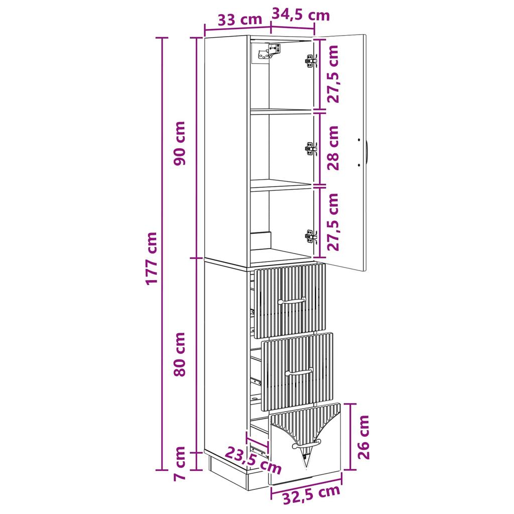 2 Piece Cabinet Set Smoked Oak 33 x 34.5 x 87 cm