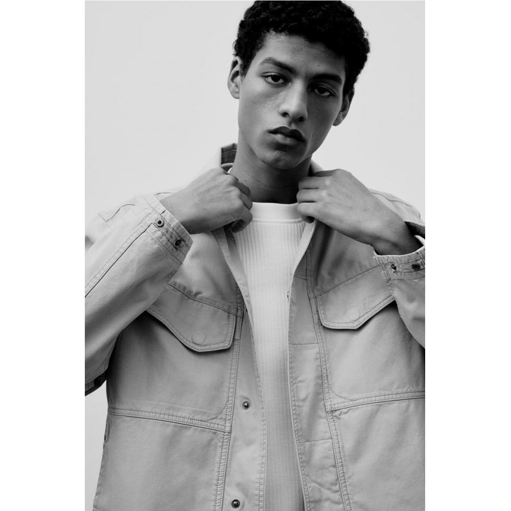 H M Regular Fit Canvas oversHirt pistacHio Green