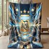 Argentina Football Printed Flannel Blanket Skin Friendly Warm Decorative Throw for Indoor Couch Bed Daily Use