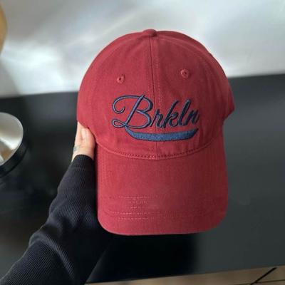 American Encore Red White Wide Brim Face Small Baseball Hat for Women Big Head Baseball Cap Cotton