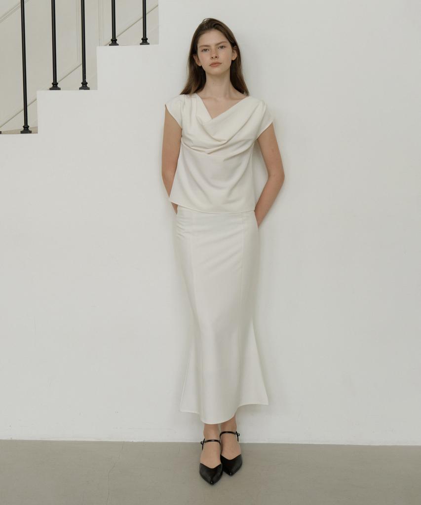 Riorg Gir Bell Flared Maxi Skirt Ivory