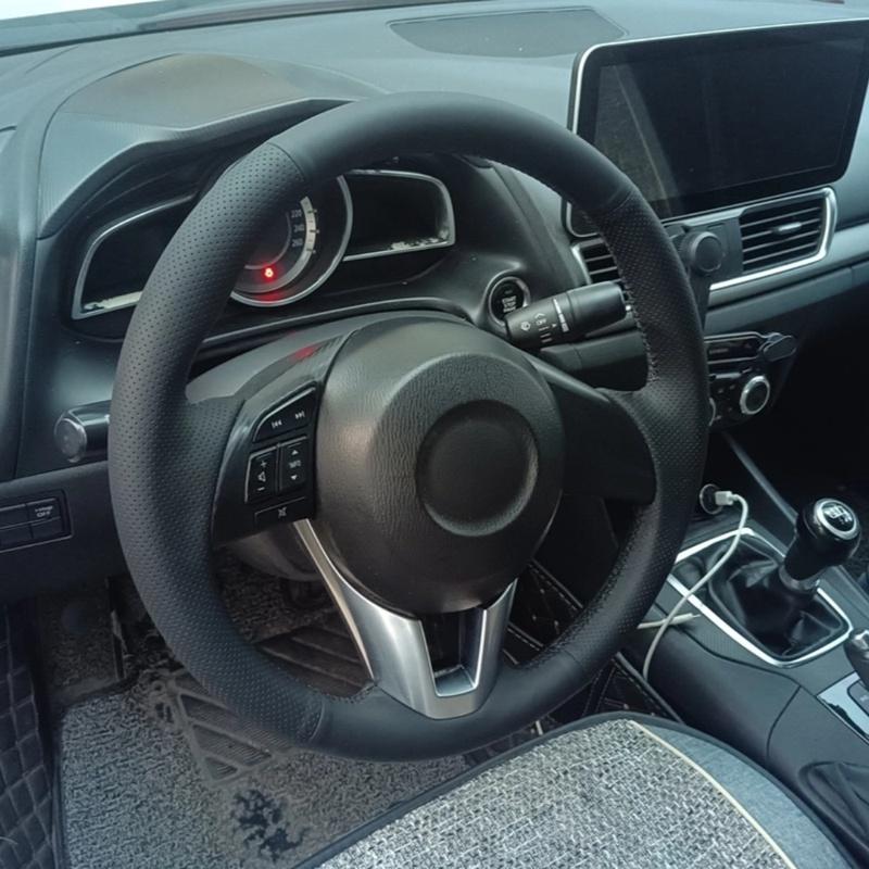 Hand-stitched Black Wear Resistant Steering Wheel Cover Artificial leather For New Mazda 3 CX-3 2016 CX-5 CX5 Atenza 2014