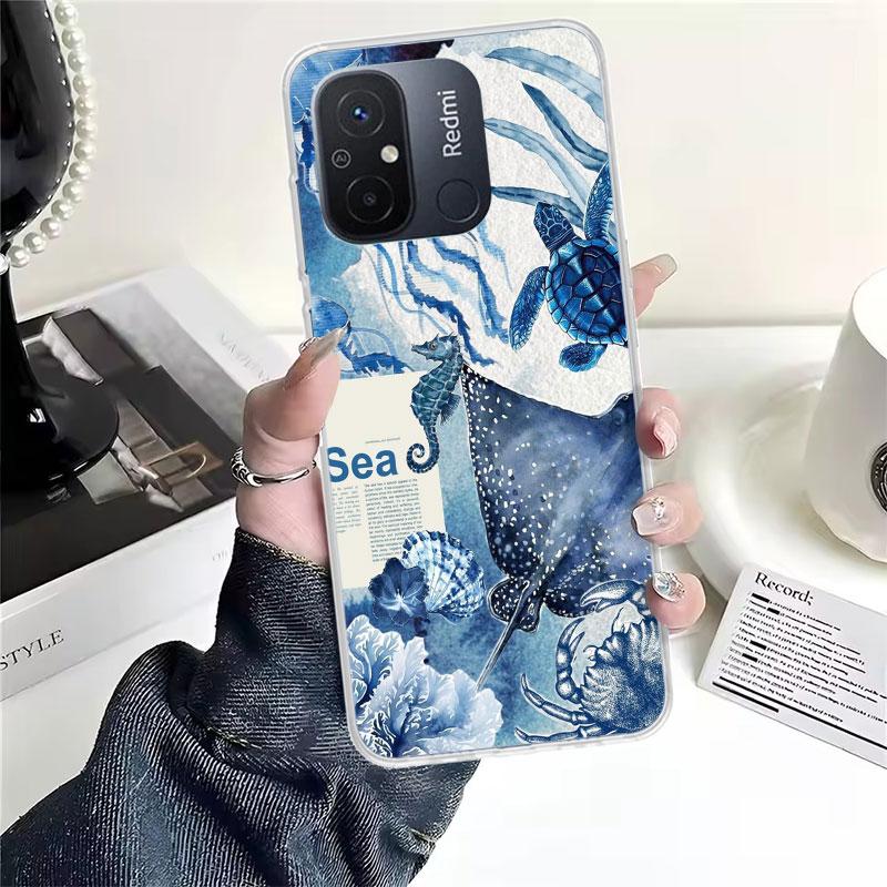 Ocean Starfish Sea Turtle Shark For Xiaomi Redmi 13C 13 12C 12 14C Phone Case 10 10A 10C 9 9A 9C 9T 8A 8 7A 7 6A 6 Pro K70 K60 K