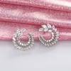 Neue Luxus Silber Farbe Marquise Form Zirkonia Eingekreist Frauen Stud Ohrringe Brillante CZ Trendy Ohrring Hochzeit Schmuck