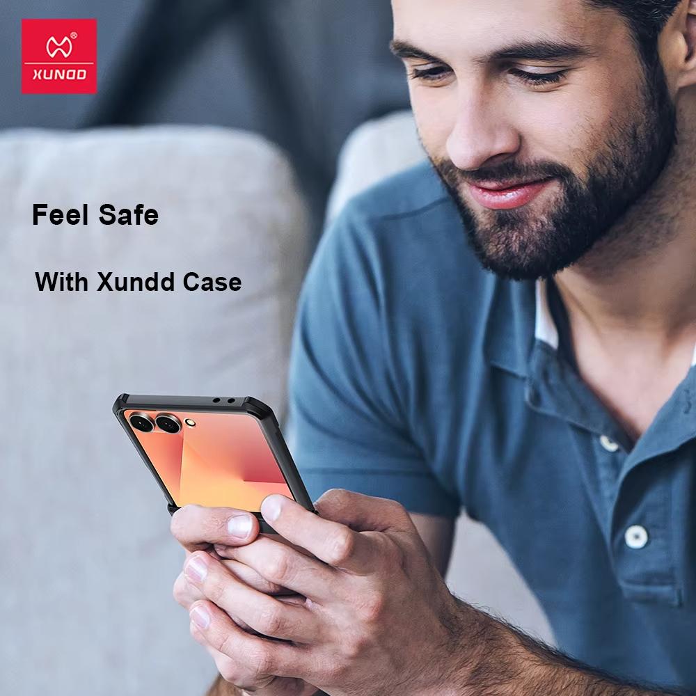 XUNDD For Samsung Galaxy Z Flip 7 Case Airbag Shockproof Bumper Protective Cases Transparent Back Cover Luxury Casing With Magnetic Ring