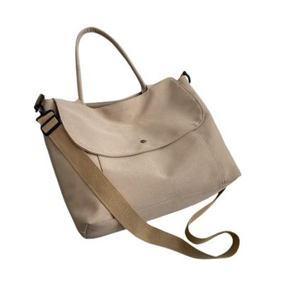 [2-Wege-Design] Damen Umhängetasche aus Segeltuch, Tote Bag, Schultertasche, A4-Größe, Schultasche, Öko-Tasche, Leicht, Großes Fassungsvermögen, Segeltuch Messenger Bag (beige)