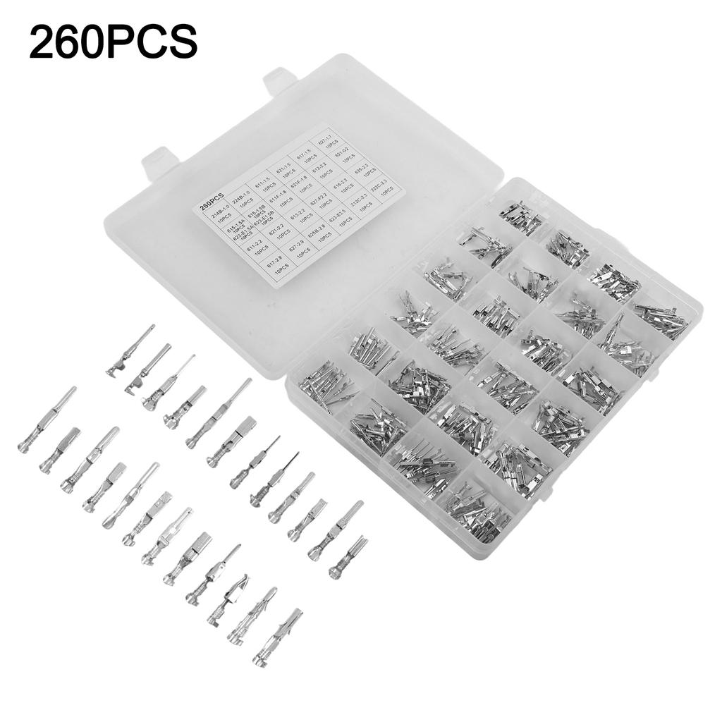 260 Pc Car Electrical Wire Terminal Pins Kit 1mm/1.5mm/1.8mm/2.2mm/2.8mm/3.5mm Connector Automotive Connector Pins Accessories