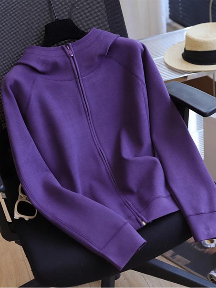 Petite Women's Hooded Zip-Up Sweatshirt: 2025 Sporty Spring Jacket