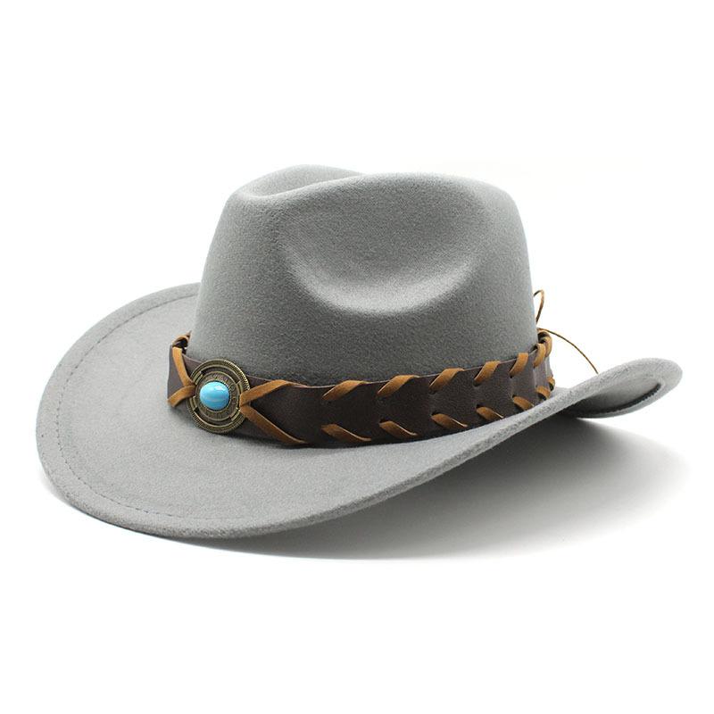 Cowboy Hat Tibetan Jazz Hat Western Cowboy Woolen Top Hat Felt Hat Retro Imitation Sheep Hat Cowboy Hat
