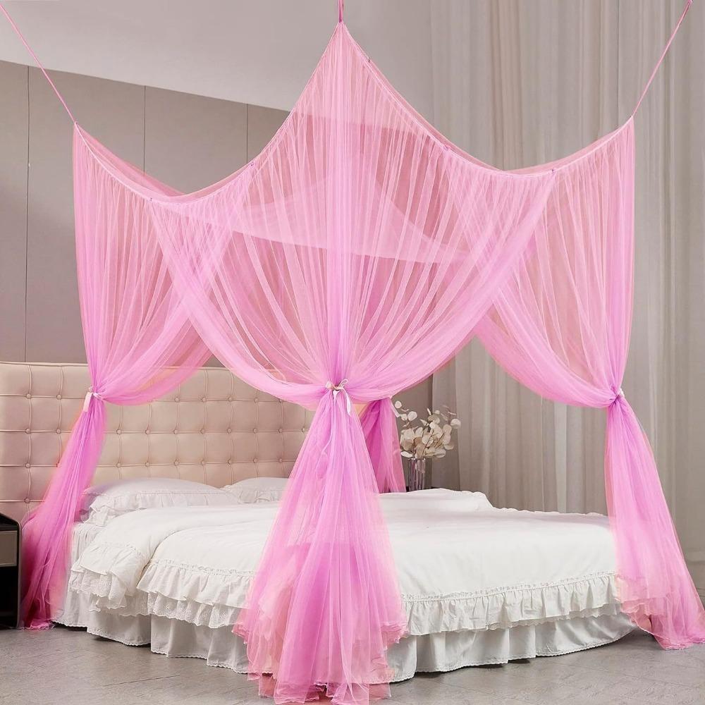 New Four-Door Mosquito Net Netting Prevent Breathable Four Door Mosquito Net Square Double Bed Size Insect Net Home