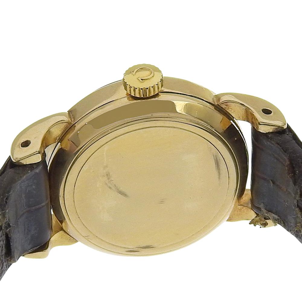 Omega Ceasuri Cal.244 Cadran Ivory Placat cu Aur/Piele Gravată Mecanism Manual Afișaj Analogic Femei Folosit