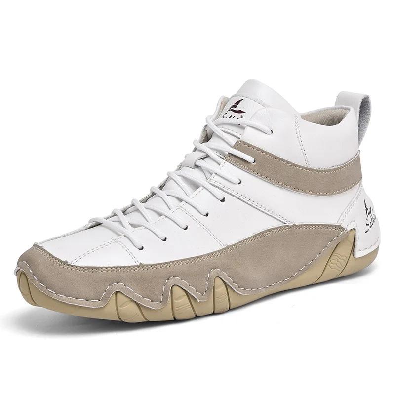 Big size 46 47 48 Autumn Winter new soft comfortable leather men ankle boots outdoor high-top hiking walking casual shoes