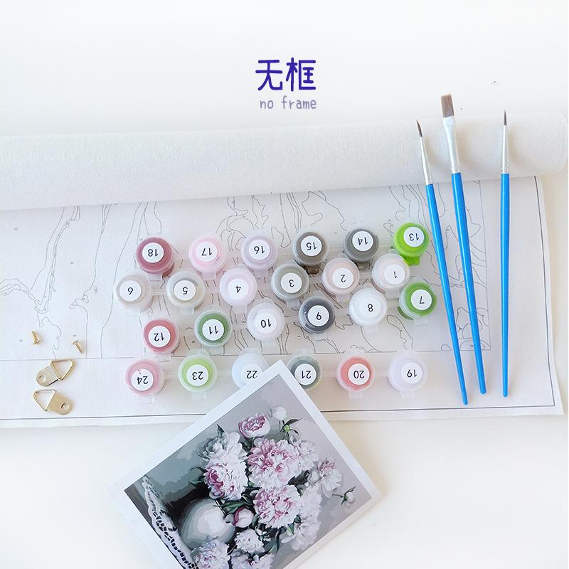 Color Painting Diy Digital Oil Painting Flower Landscape Manual Oil Painting Decorative Painting With Frame Paint Factory Thin Frame shipsrandomly(nospecificrequest