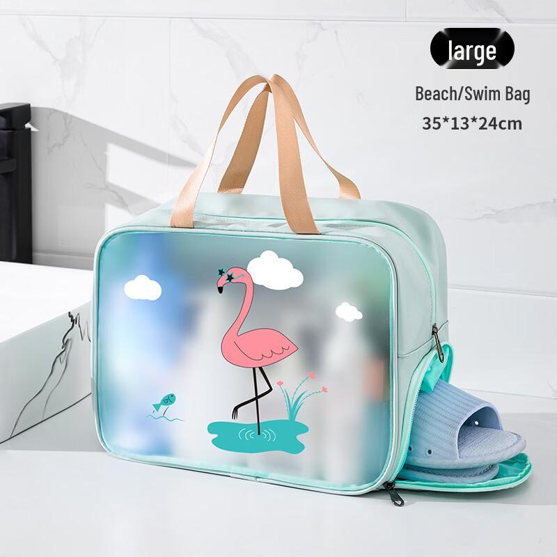 

Cartoon Flamingo Wet/Dry Beach Swim Bag