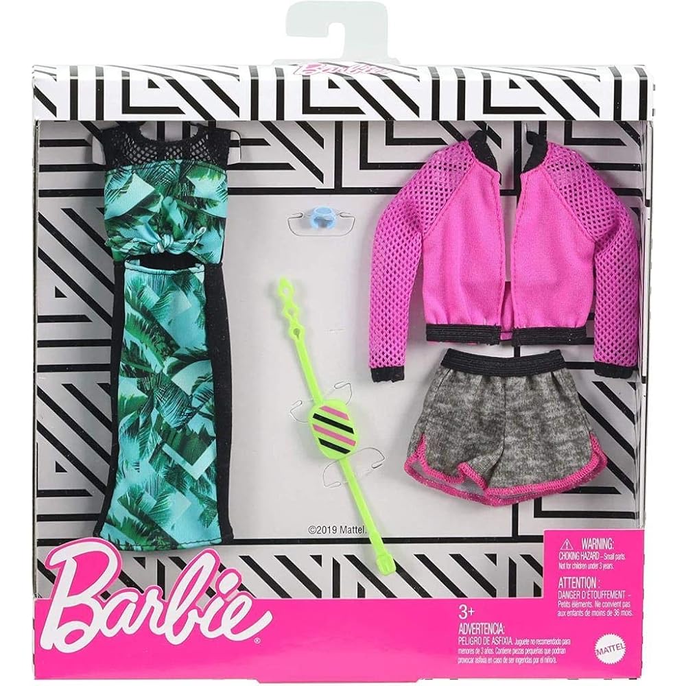 Barbie Fashion 2-Pack Flower Pink Dress Set with Accessories for Dress-Up Dolls Ages 3+