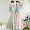 Chinese Tang Dynasty Style Hanfu Printed Tang Robe Top Waist Skirt Modified Daily Suit For Women
