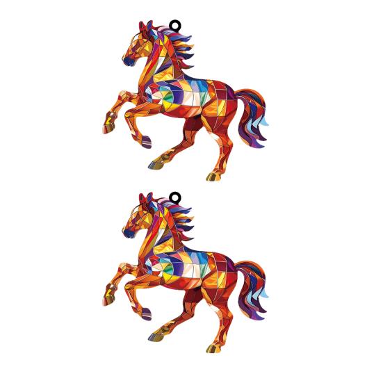 Christmas Horse Ornaments 2D Acrylic Colorful Horse Ornament for Christmas Tree Equestrian Gifts for Women Horse Lovers