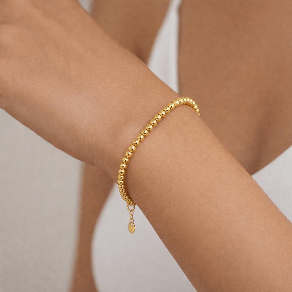 Round Gold-plated Necklace Oriental Charm Golden Hand Chain Aesthetic Bead Bracelet  Couple