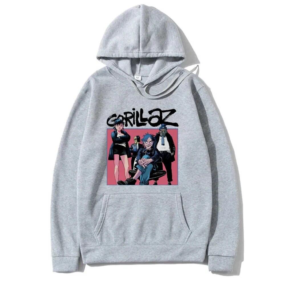 Autumn Winter Unisex Hoodies British Virtual Bands Gorillaz Print Pullover Hoody Women Sweatshirt Unisex Streetwear Y2k Clothing