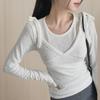 New Arrivals Open Run Women Ribbon DecoraTion BusTier And Long Sleeve T shirT
