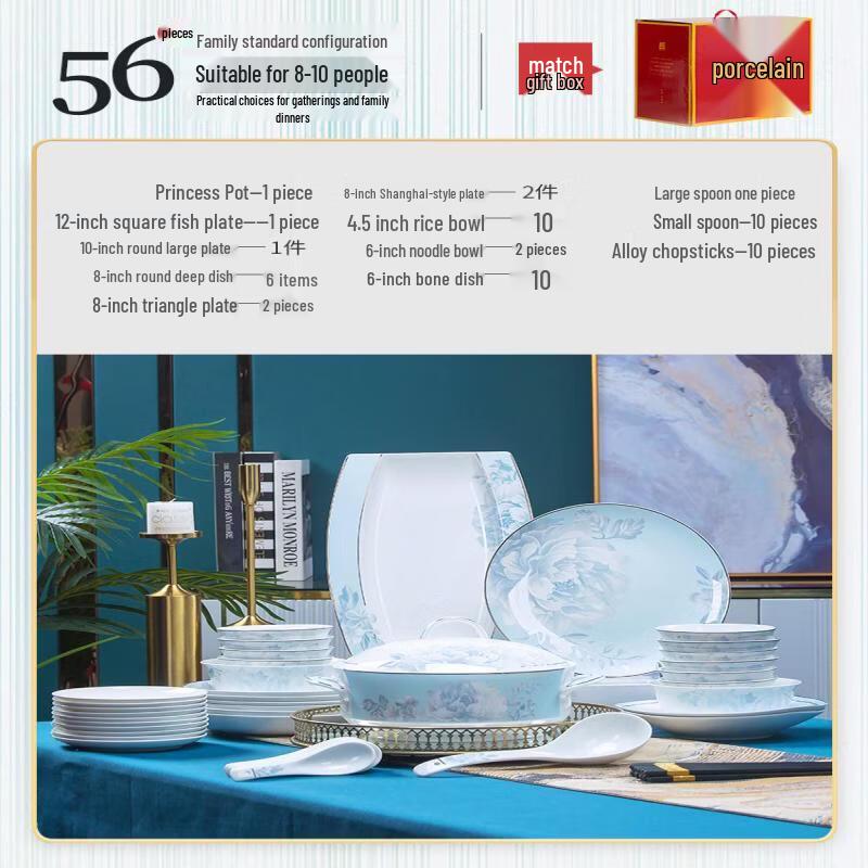 Premium 56-Piece Ceramic Dinnerware Set