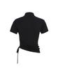SECONDSALT Shirred Choker Half-Neck T-Shirt (Black)