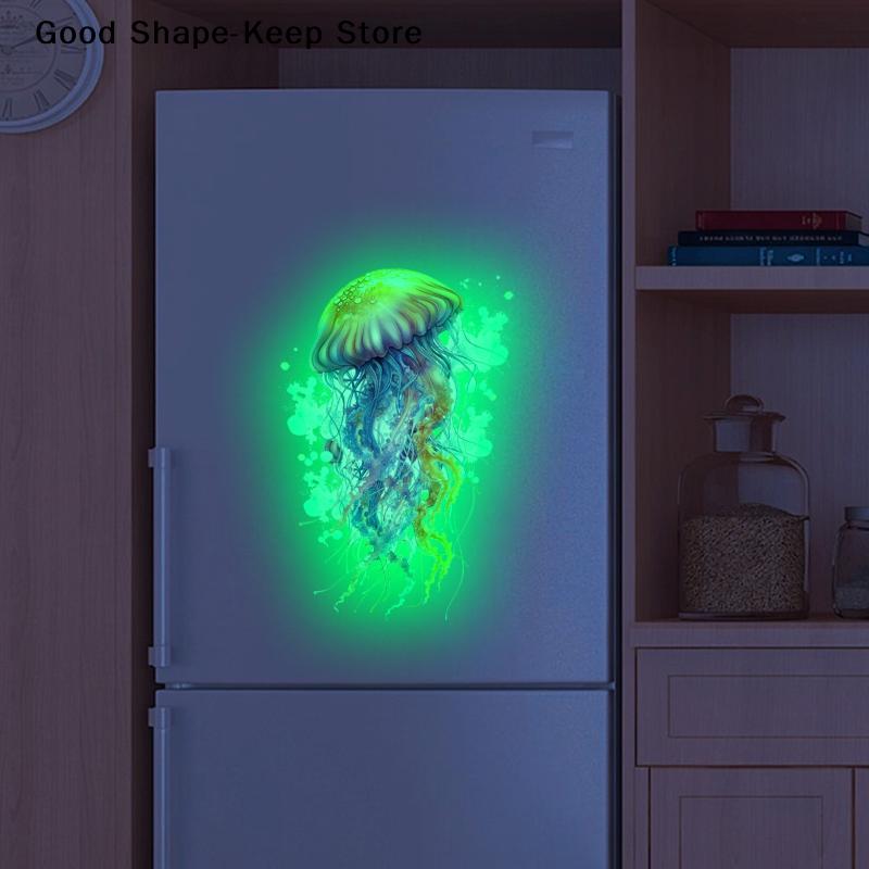 Creative Self-adhesive Wall Decal For Luminous Toilet Sticker Marine Animals Bathroom Waterproof Luminous Decals Home Decor