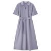 Giordano Women's Cotton Poplin Belted V-neck Dress