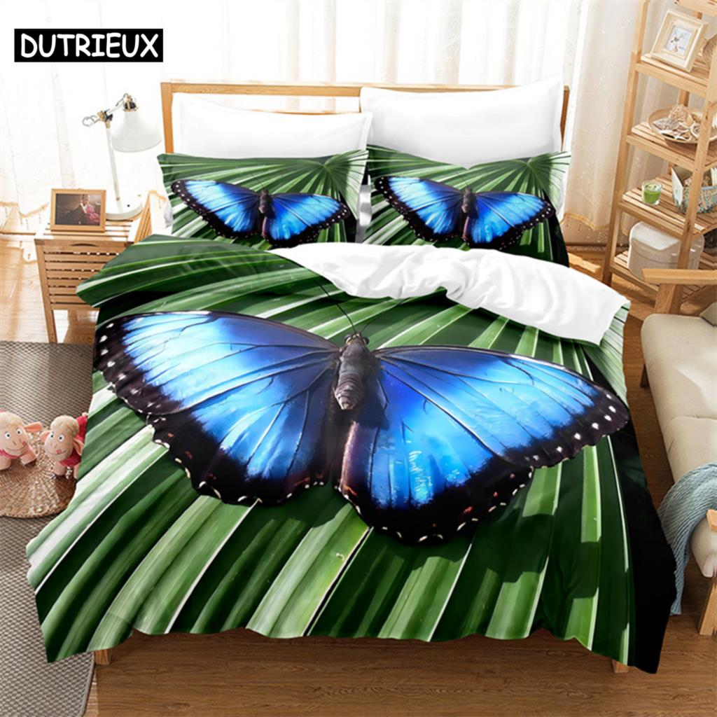 Comforter Butterfly Flower Queen Bedding Set Kids Bedroom Bed Set Comforter Set King Size Bedding Sets