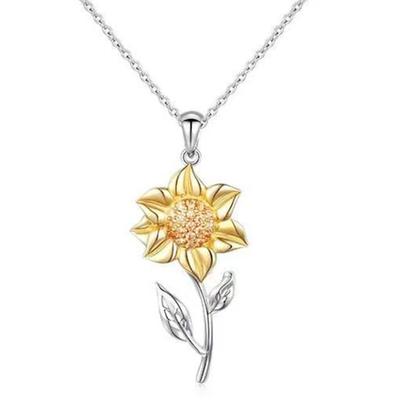 Collier Femme Délicat Tempérament Tournesol Pendentif Collier Élégant Alliage Chaîne Clavicule