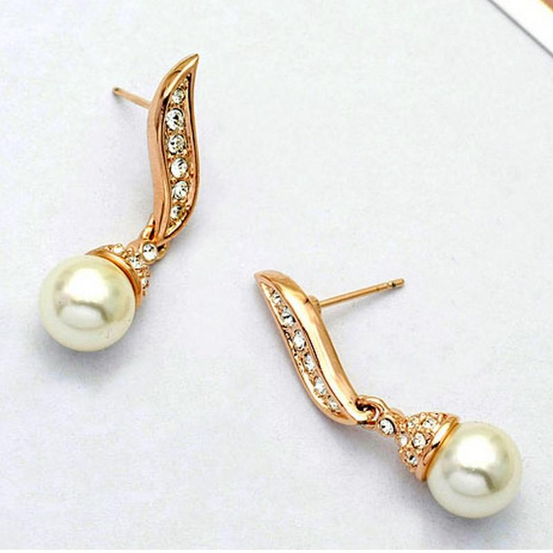 European and American Style Jewelry Set Diamond Angel Wings Pearl Rhinestone Stud Necklace