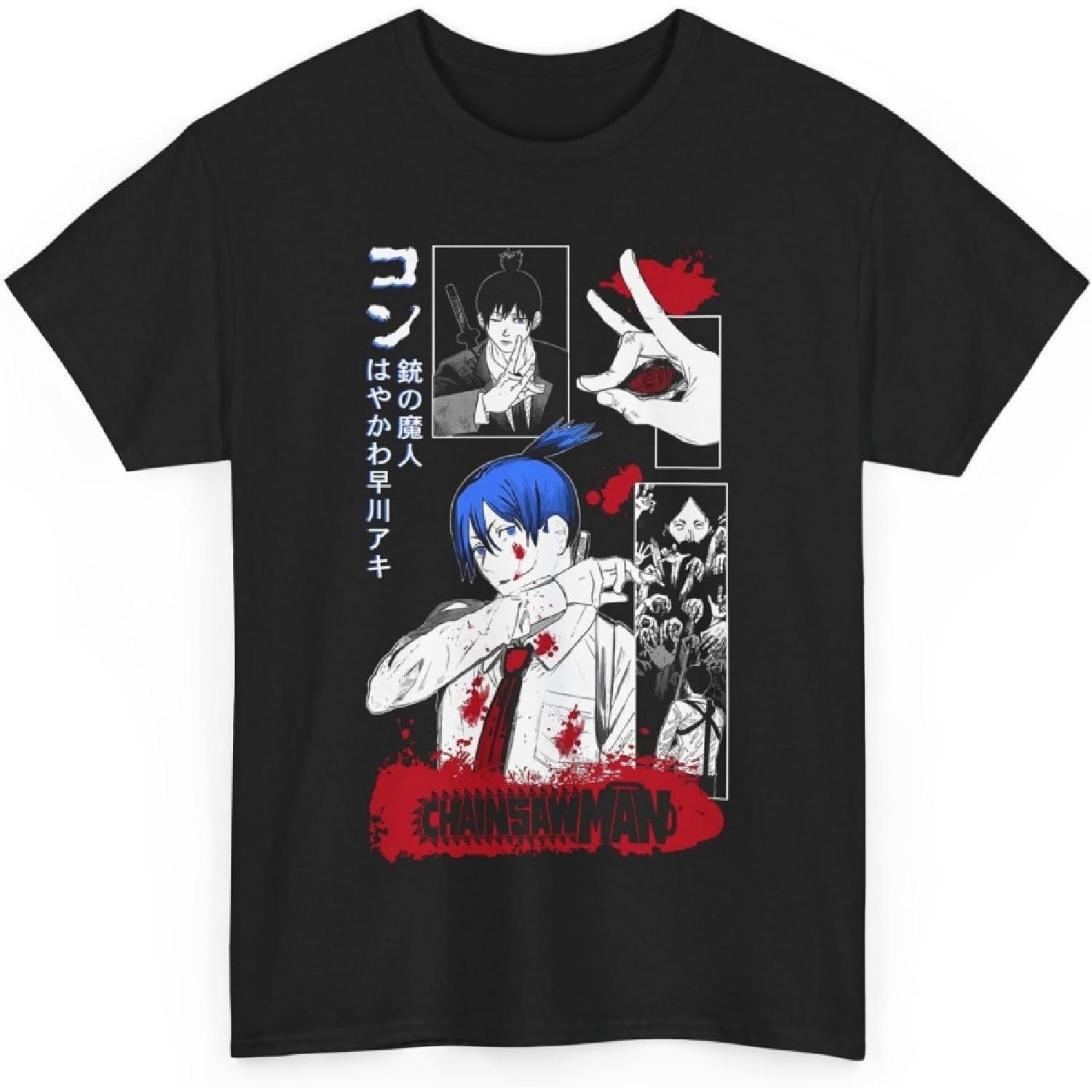 AKI Chainsaw Devil Manga Anime T Shirt Graphic Tee Men Unisex Gift Cotton Power Makima Soft Shirt Special Premium CSM S