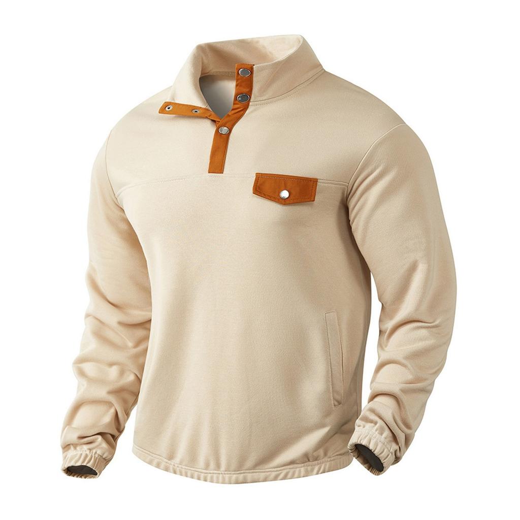 Herren Outdoor Casual Kontrast Casual Stehkragen Langarm Sweatshirt für Herren