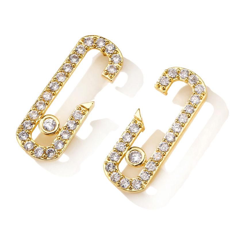 ZAKOL Exquisite Büroklammer Geometrische Zirkonkristall Ohrstecker für Frauen Kupfer Goldfarbe Verlobung Zirkon Geschenk
