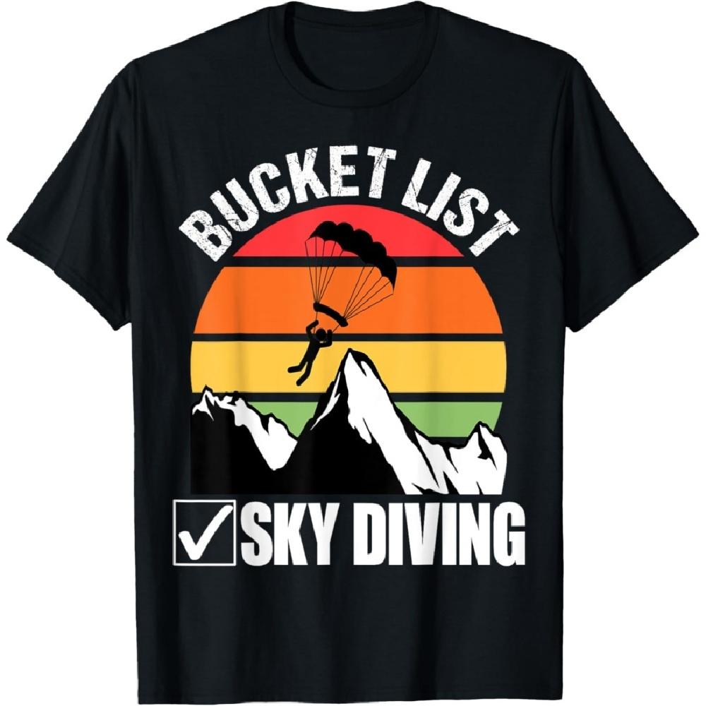 Bucket List Sky Diving Vintage Skydiver Skydiving Parachute T-Shirt(1)
