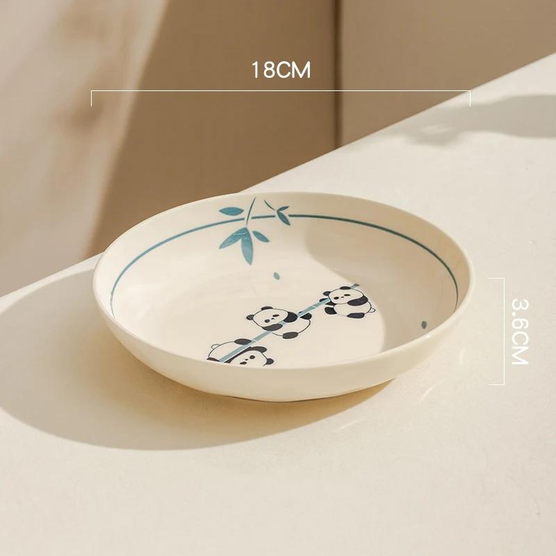 Módní roztomilý kreslený keramický talíř moderní čínský styl kulaté jídelní talíře narozeninové párty domácí nádobí rýžové misky