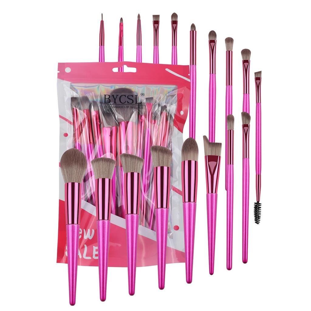 18-Piece Champagne Gold Makeup Brush Set: Powder, Blush, Eyeshadow, and Concealer Tools