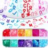 12Grids/Box English Letters Glitter Sequins Flakes Resin UV Epoxy Mold Fillings Nail Art Decorations DIY Crafts Decor
