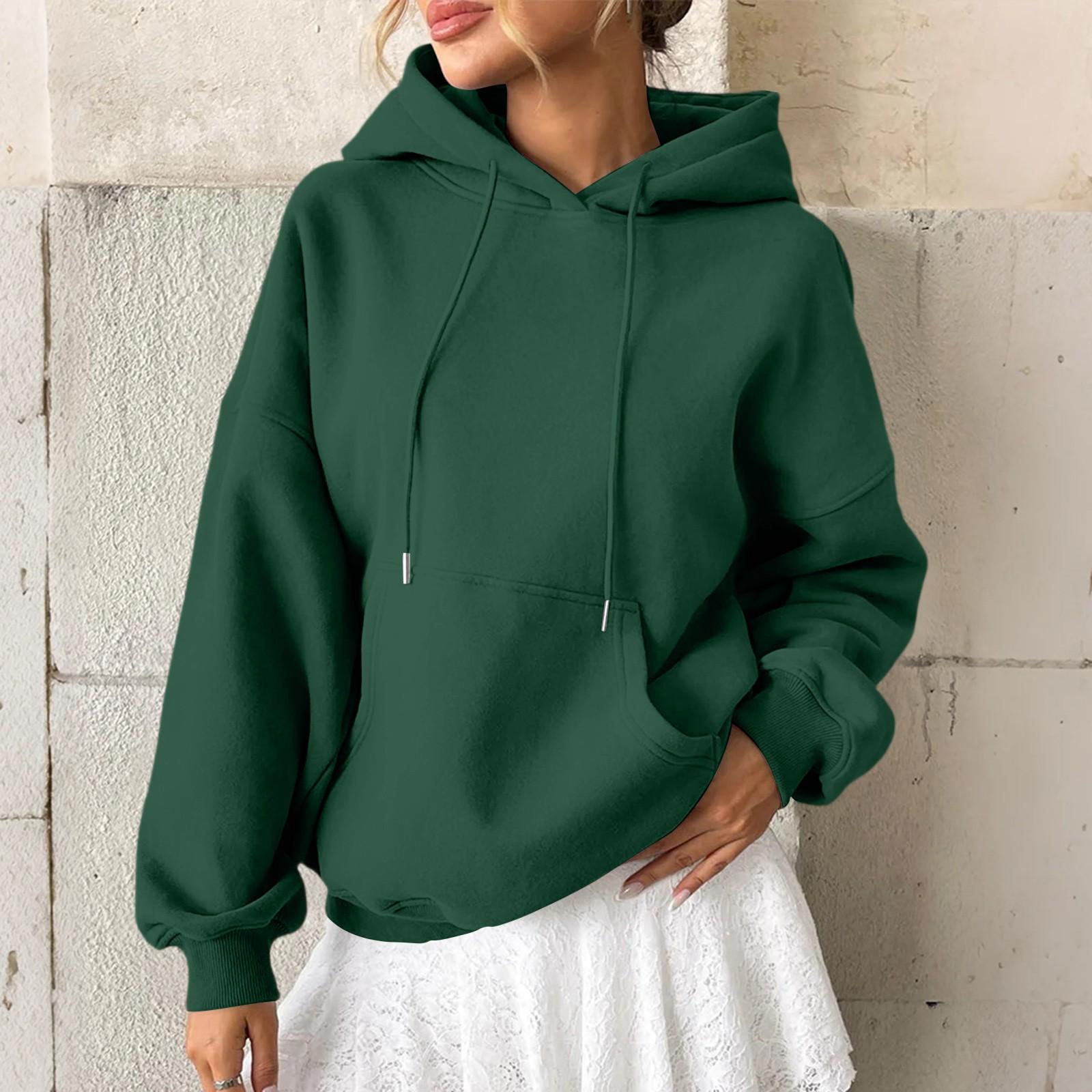 

Women s Hoodie Casual Fashion Long Sleeved Solid Color Hooded Hoodie XXL