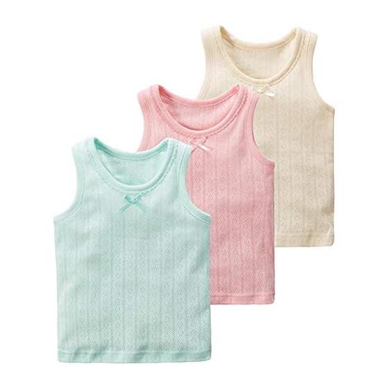 [POBIDOBY] Tank Top, Kids, Girls, Children s, 100% Cotton, Cute, Girls Tank Top, Set of 3, 80, 90, 95, 100, 110, 120, 130, 140cm, Underwear, Cute,