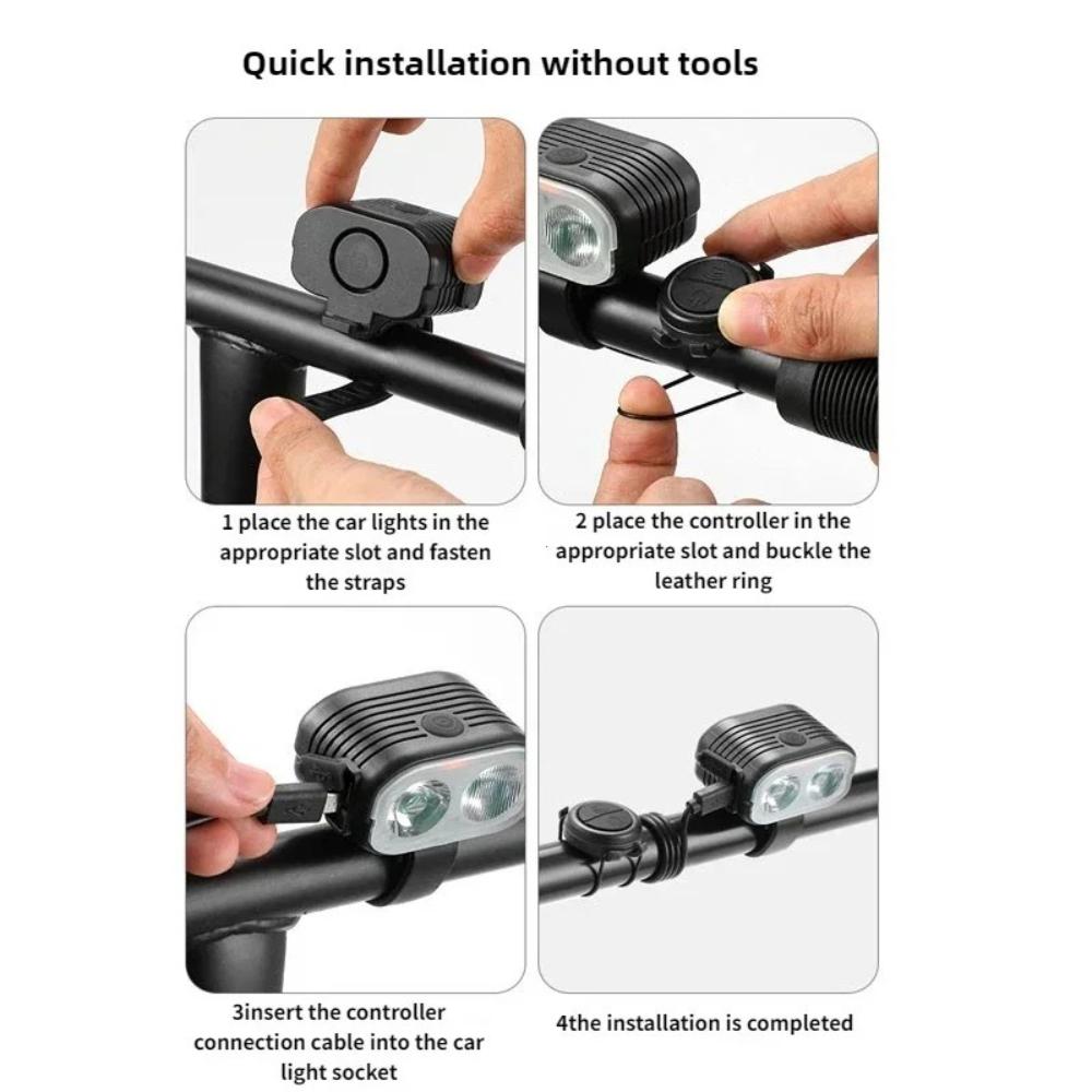 2 In 1 USB 120dB Loud Horn Cycling Flashlight Bicycle With Horn 2000LM Bicycle COB Front Light Rechargeable Waterproof Light