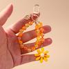 Pretty Beaded Bracelet Key Chain Strawberry Flower Key Ring for Women Girls Handbag Pendant DIY Kid's Jewelry Gifts