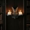 Spooky Wall Hanging Gothic Bat Candle Holder, 3D Printed Double Sconce Candlestick with Decorative for Room 2 Electronic Candles, Dark Style Halloween