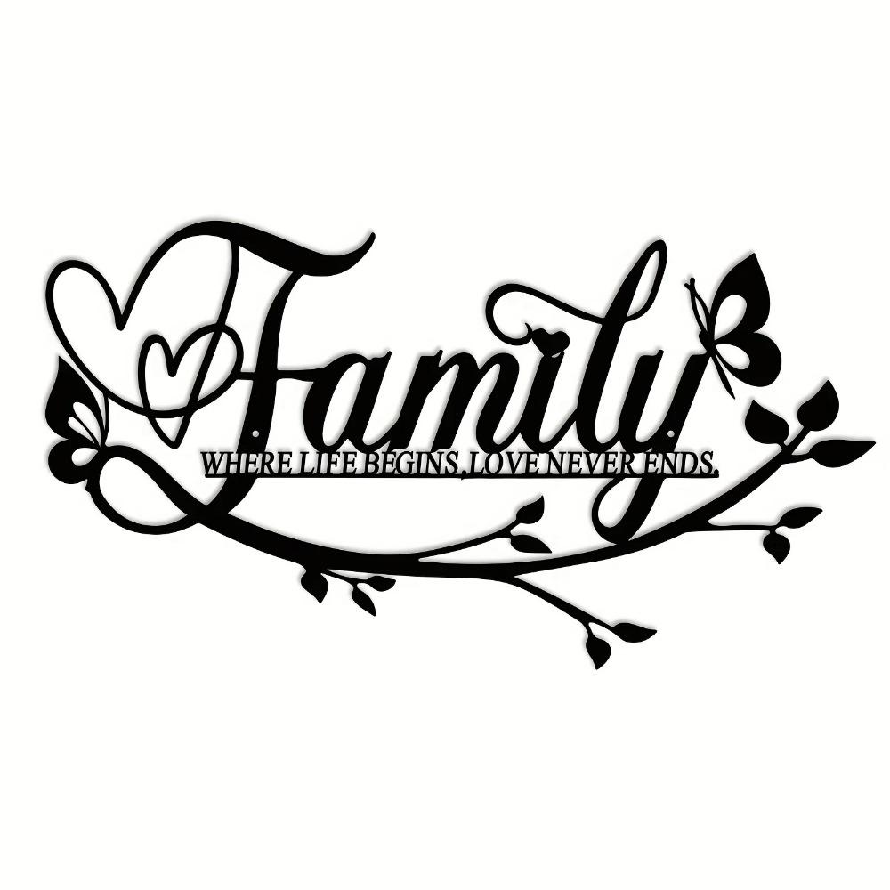 1 шт. Черный металлический знак для дома - элегантный цветок с буквами настенное — фото 5