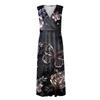 Damska długa sukienka Maxi Sukienka Casual Dress Letnia swobodna sukienka bez rękawów z dekoltem w szpic Boho z obniżoną talią i nadrukiem