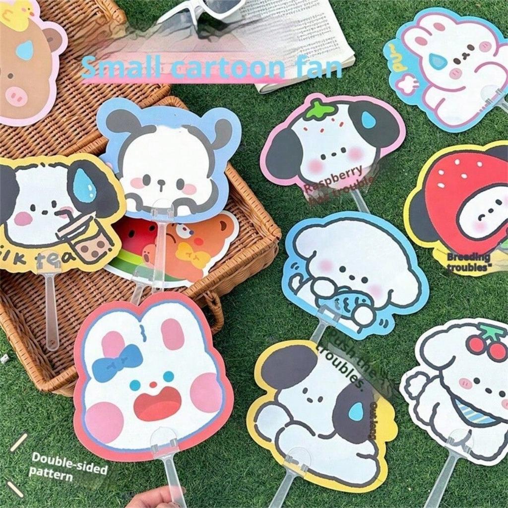 5pcs Portable Cute Cartoon Mini Hand-Cranked Fan (Random Pattern), Ideal Gift For Summer Cooling