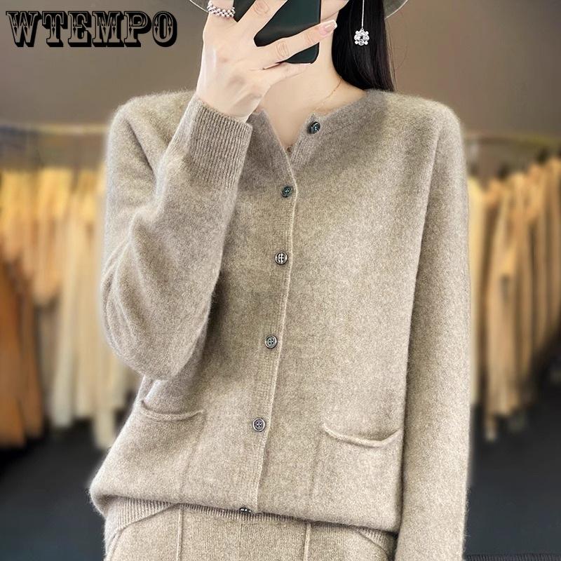 

Весенне-осенний вязаный кардиган с круглым вырезом, женский однотонный свитер с длинными рукавами, пальто, универсальный свитер для темперамента, базовый свитер L хаки