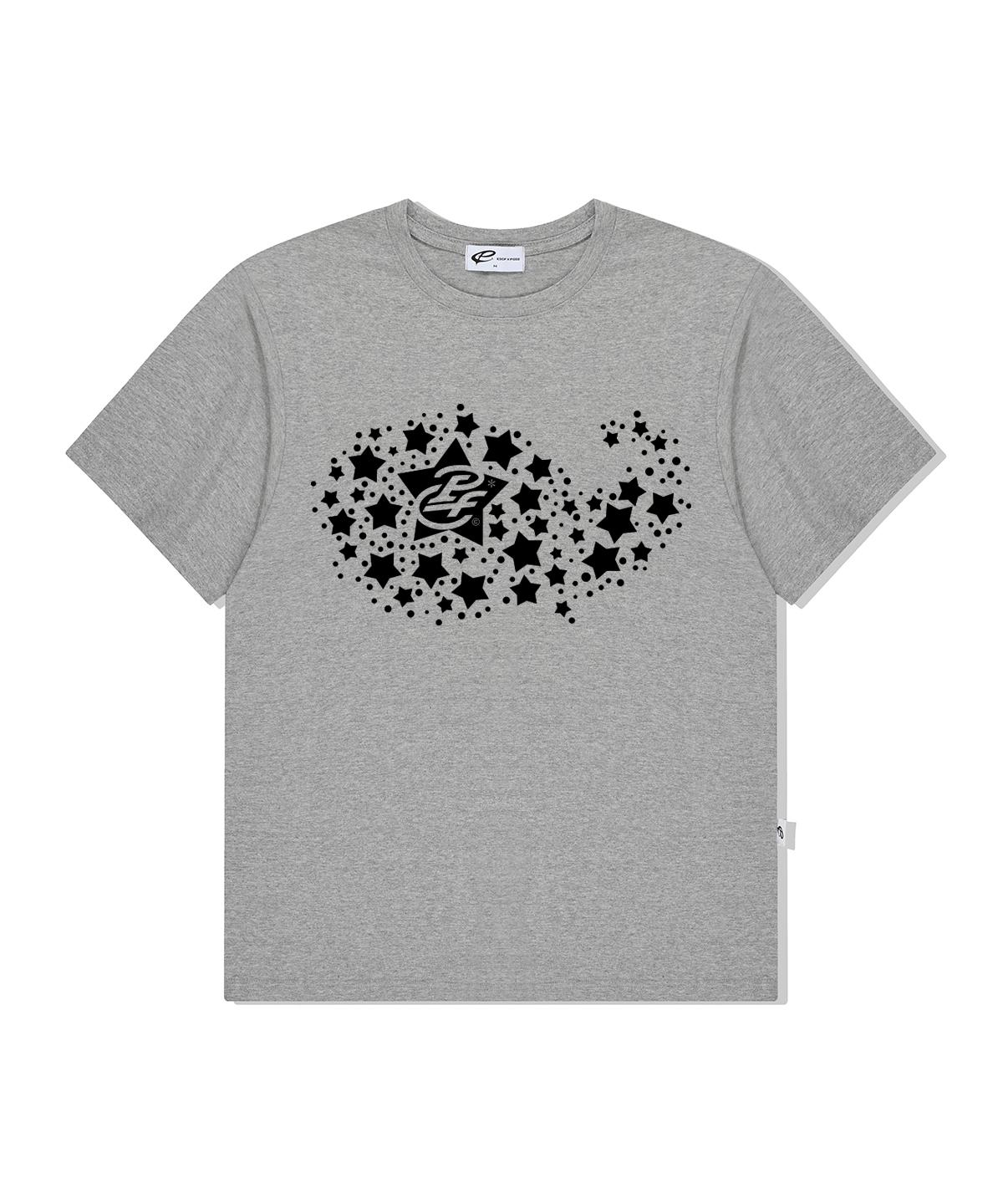 Escape From Star Whale Print Oversized Short Sleeve T-Shirt Gray S